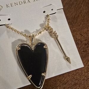Kendra Scott Black and Gold Heart Pendant Necklace